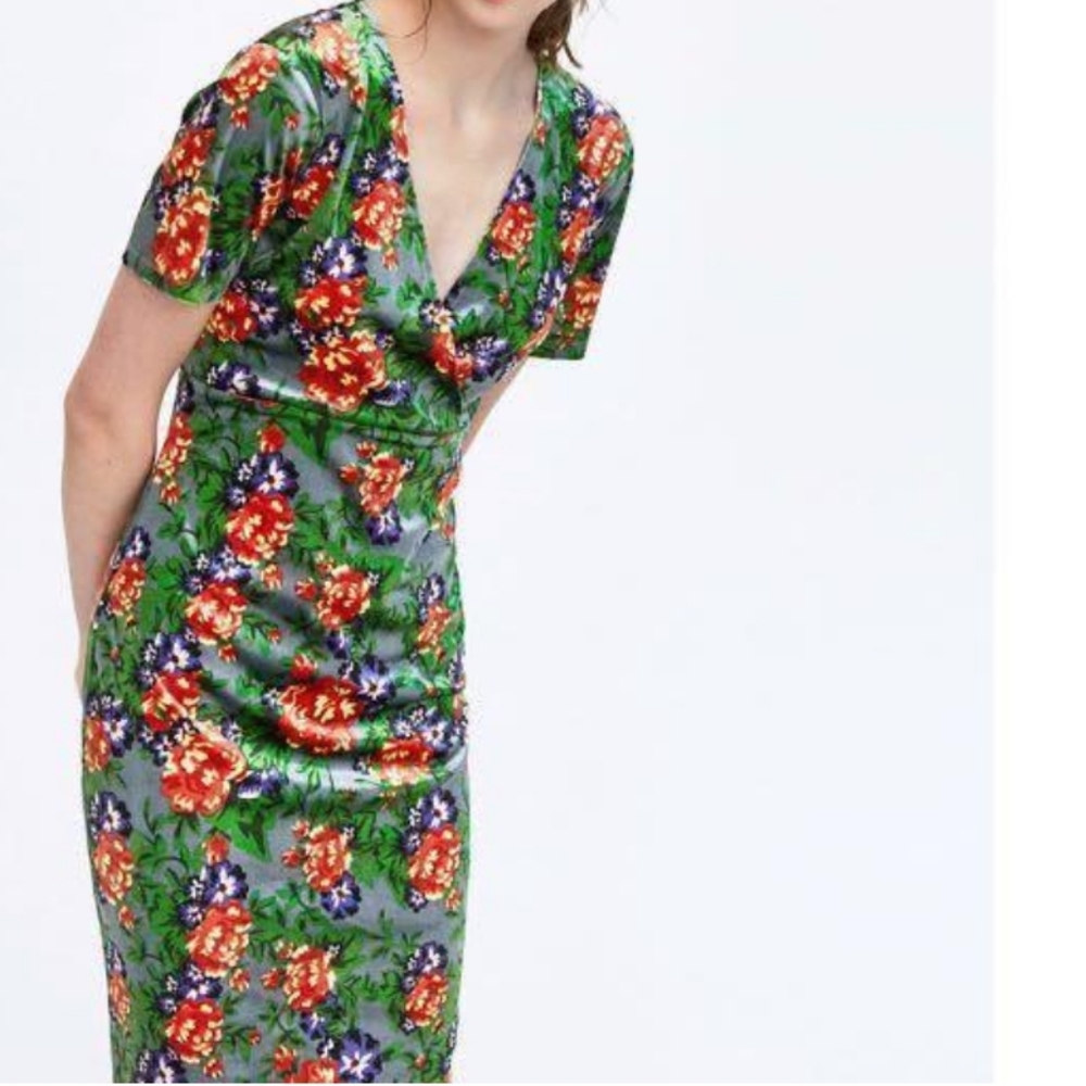 Zara velvet floral dress
